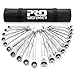 PROSTORMER 20-Piece SAE Ratcheting Wrench Set, 1/4"-3/4" Chrome Vanadium Steel Combination Ratchet Wrench Kit with Portable Roll-up Canvas Bag (10Pcs Flex-Head + 10Pcs Rigid Head)