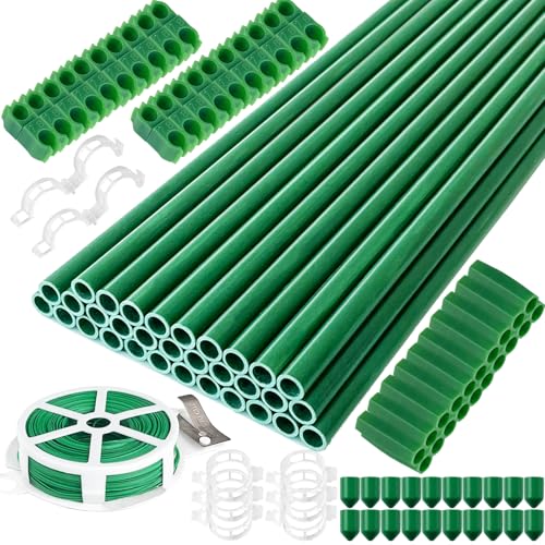 143 Pcs Garden Stakes Set,32 Sets of Fiberglass Plant Stakes