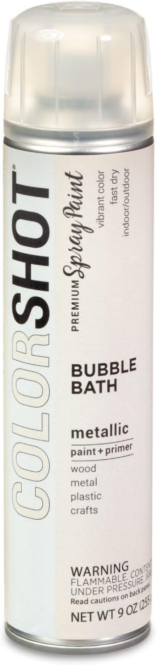 COLORSHOT Metallic Spray Paint, Bubble Bath (White) 9 oz. 4 Pack, Fast-Drying Acrylic Paint, Indoor & Outdoor Use