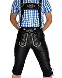 glattlederhose Innenfutter: Ja Bockle Bayern München Bayrische Lederhose Kniebund Schwarze Glattleder Trachtenhose Bavaria Oktoberfest, Size: 56