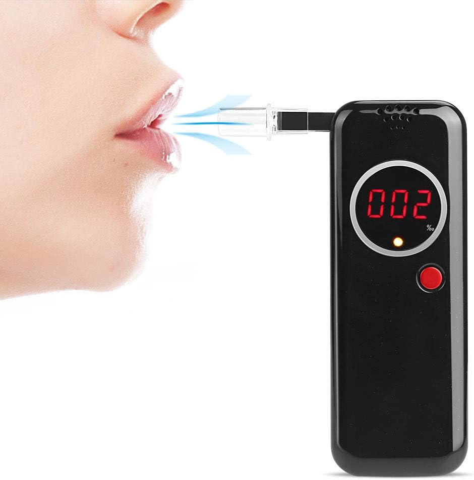 Breathalyzers-Digital Accuracy Breath Alcohol Tester Screen Display with 6 Mouthpieces Alcohol Concentration Test Meter Detector for Home Use,Black
