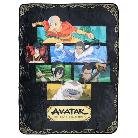 Avatar Blanket Nickelodeon Avatar The Last Airbender 6-Character Panel Soft Fleece Throw Blanket for Bed Couch 60" x 45" Cover
