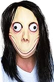 MOMO Halloween MASK Props - Creepy Horror Scary Latex Realistic Full Head with Wig Cosplay Costume Mask Decoration Party Beige