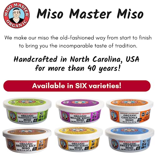 Miso Master Organic Mellow White Miso, Gluten-Free, Organic, Non-Gmo, Vegan, Kosher, Vegan White Miso Paste, 16 Oz Tub #TOP6