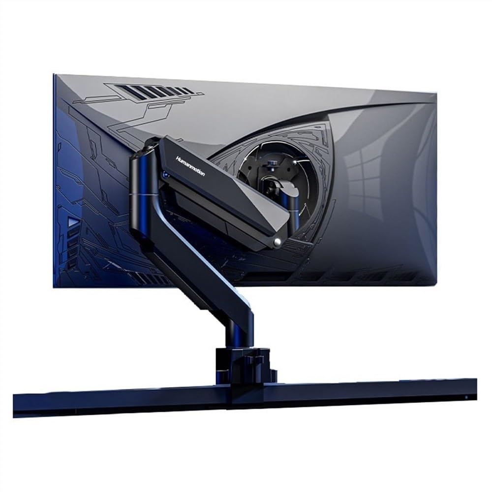 Stojak na monitor, aluminiowe ramię monitora ze sprężyną gazową, uchwyt na pojedynczy monitor 43.2 cm-114.3 cm, regulowany stojak, VESA 75/100 mm z zaciskiem i podstawą przelotkową, mieści ramię