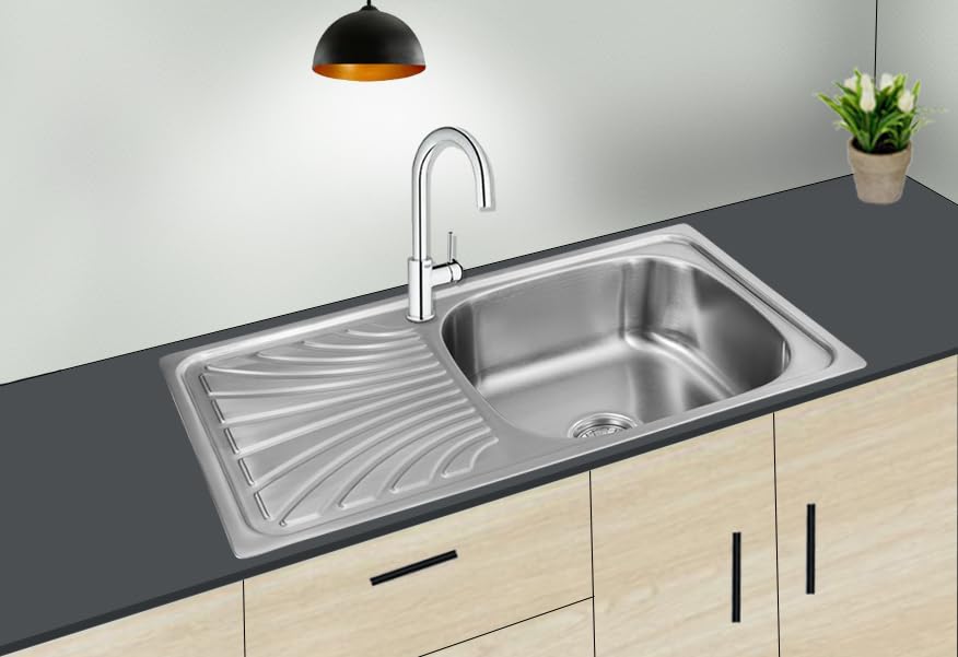 Omeere,75x40, Küchenspüle, Edelstahl 304 Materialdicke 0,8 mm,Spülbecken, Spüle, Einbauspüle,eckig 1 Becken, Kleine Küche (Ablagefläche links) Baumarkt
