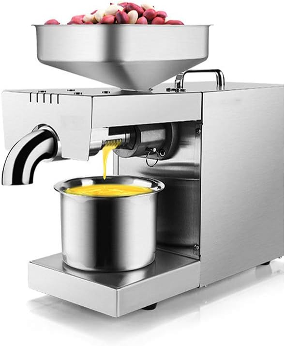 750W Oil Press Machine Home Automatic Oil Expeller Hot Cold Peanut Oil Extractor for Avocado Coconut Olive Flax Castor Hemp Seed Canola Sesame Sunflower