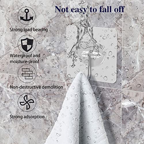 Image of 100 Pack Adhesive Hooks Wall Hooks 24lb(Max) Heavy Duty Self Adhesive Hooks