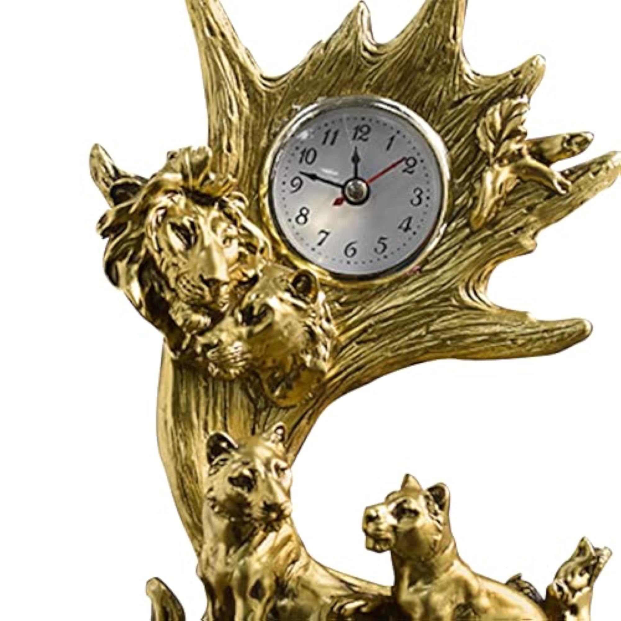 Table Clock Lion Statue for Bedroom Desk