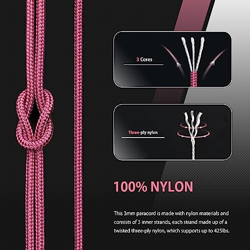 Abma Cord Paracord 425 lbs 3mm 100% Nylon 30M - Berry purple, Solid-berry Purple, 30 Meters - Image 3