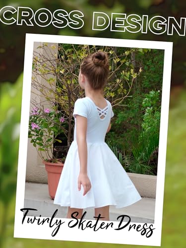 Girl's Short Sleeve Dress Cotton Solid Color A-Line Twirly Skater Dress for Toddler 3-14 Years Casual Party2