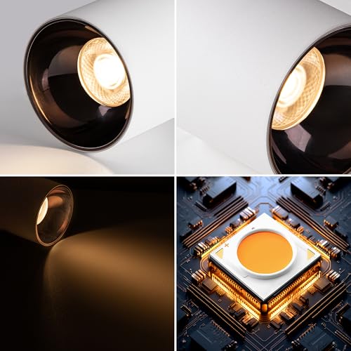 Image of Aisilan Modern LED Downlight Spotlight Indoor, 18W Aluminum Ceiling Directional Cylinder Spot Light Fixture, Warm White 3000K Accent Light for Corridor, Living Room, Bedroom (White)