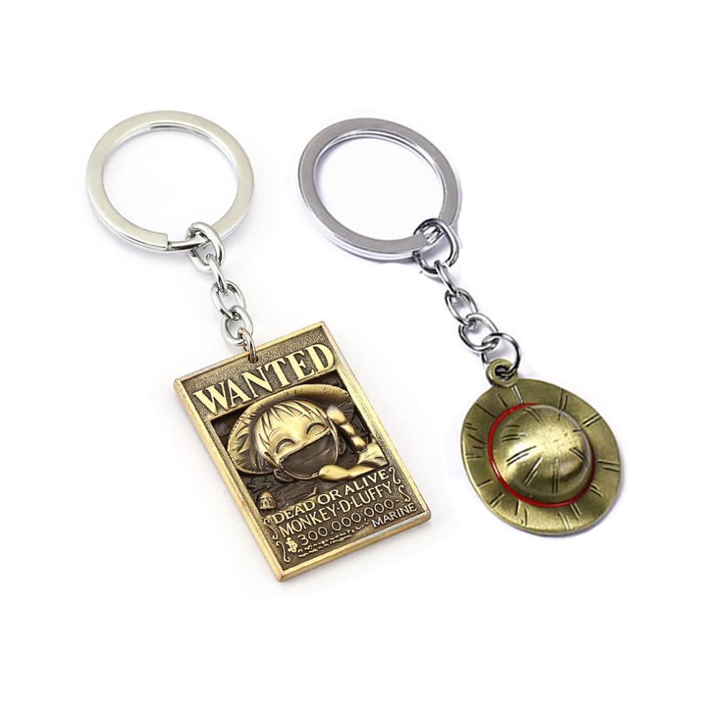 KOGNGU 2 Pcs Hot Japan Anime One Piece Keychain Luffy Key Chain Cosplay
