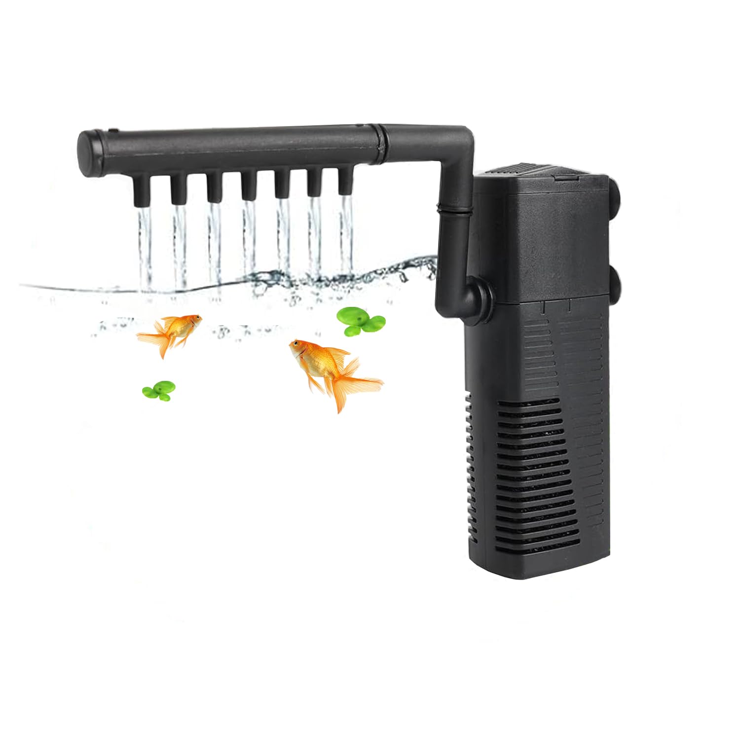 Fish Tank Filter, 3 in 1 Fish Tank Submersible Pump, Low Noise Design with Spray Rod, 5W Built-in Filter Pump, with Oxygenation Function, Suitable for Small Aquariums/Turtle Tanks/Fish Tanks