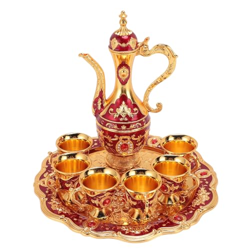 Juego De Tetera Vintage, Cafetera Turca Vintage Con Tazas De Café, Juego De Té Turco De Metal Con 6 Tazas, Kit De Tetera De Vino Europeo, Juego De Servicio De Té, Kit De Tetera De Metal(B)