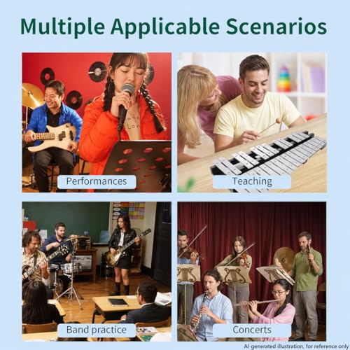Image of Heuyrao 30 Notes Foldable Glockenspiel Xylophone For Adult and Beginner | Wooden Percussion Instrument Kit, Includes 4 Mallets, Carrying Bag, Ideal for Outdoor Performance & Music Content Creation