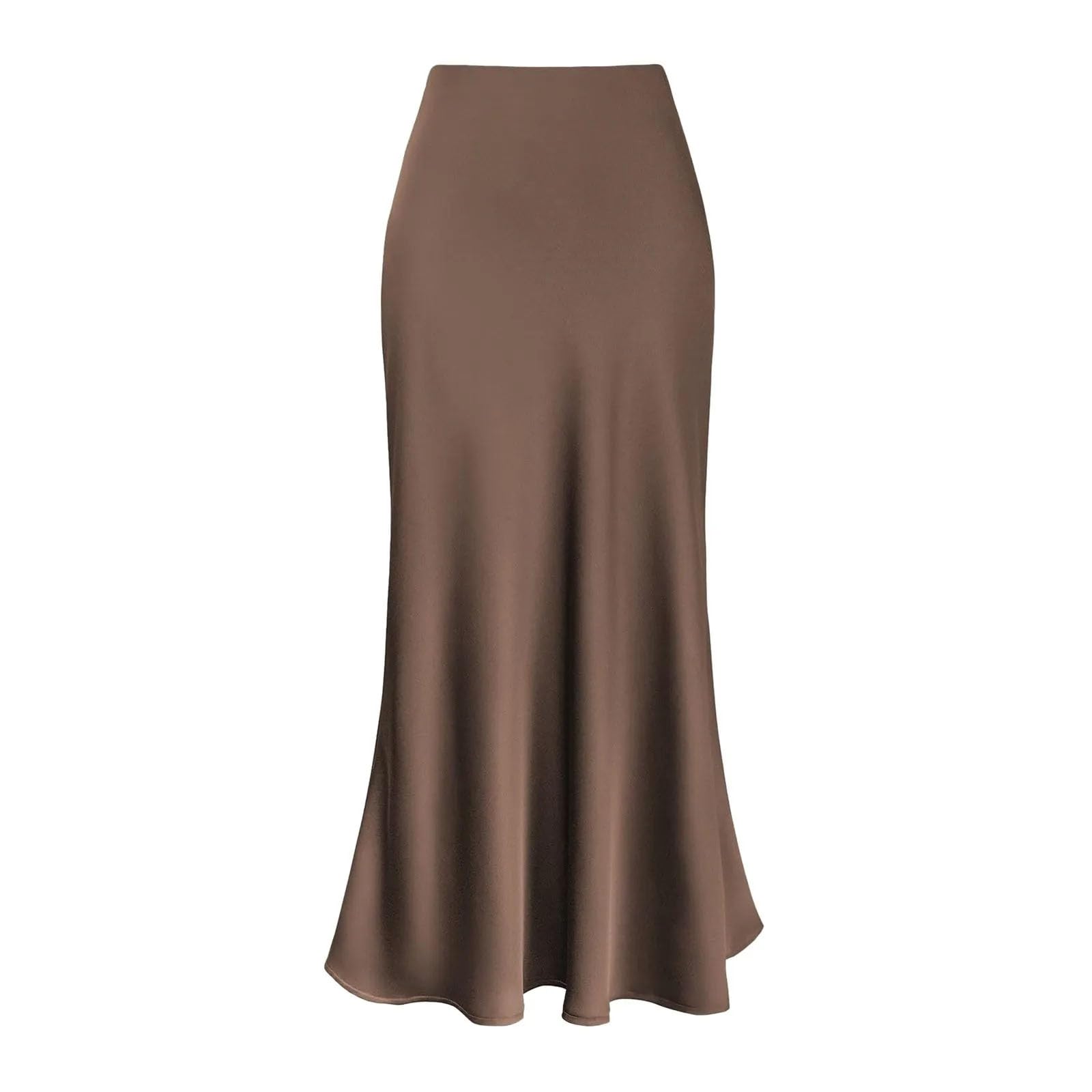 Elegancka satynowa spódnica z wysokim stanem Fishtail damska nieregularna torba biodrowa falbana swing plisowana długa spódnica