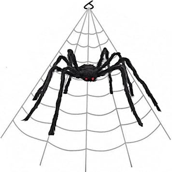 200" Giant Spider Web + 78" Hairy Spider Halloween Decorations Set Haunted House Props with Hooks for Yard, Party Virtual Realistic Hairy Spider
