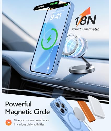 Image of FNTCASE for iPhone 13 Pro Max Case: [Compatible with Magsafe] Translucent Matte Magnetic Phone Cover - Military Grade Drop Protection Shockproof Protective Cases - Light Blue