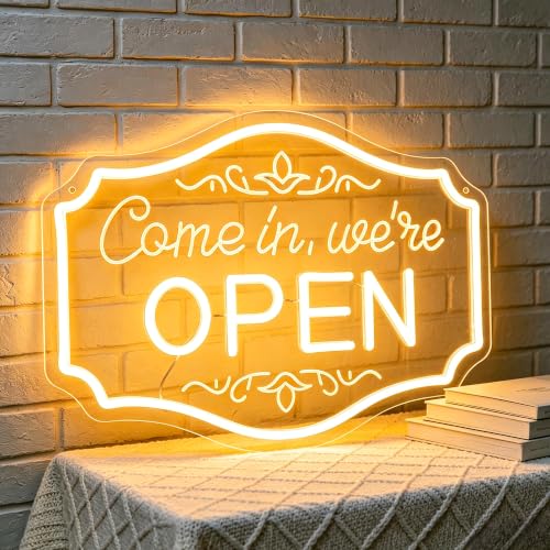 Image of Open Neon Sign for Wall Decor Light Up Sign Come In Led Signs for Room Party Home Wall Decor USB Powered