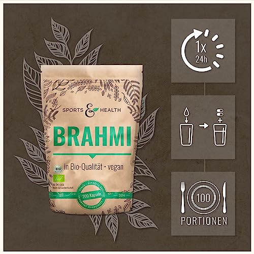 Brahmi Bio Kapseln von Sports & Health Solutions, 200 Stück