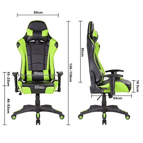 Racing-Silla-Gamer-IntimaTe-WM-Heart-Silla-Gaming-de-Ergonomica-Silla-con-Reposacabeza-Apoyo-y-Cojin-Lumbar-Cuero-Sintetico-PU-para-Los-Jugadores-de-PC-Gamer-Verde