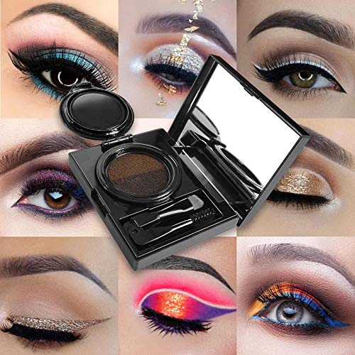 LOKFAR Double Color Air Cushion Eyebrow Gel with Brush and Mirror, Eyebrow Cream Portable & Waterproof Eyebrow Dye Makeup Eyebrow Powder Eyebrow Tint Kit for Women Girl, 0.21 oz(Light and Dark Gray)