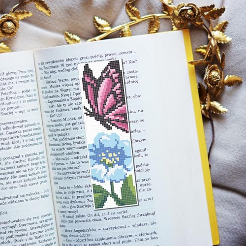 Image of FREEBLOSS 6 Set Butterfly Cross Stitch Bookmark Kit Stamped Cross Stitch Kit Stamped Embroidery Bookmark with Instruction Cross Stitch Kits for Adults DIY Bookmark Kit 8.66''x3.14''