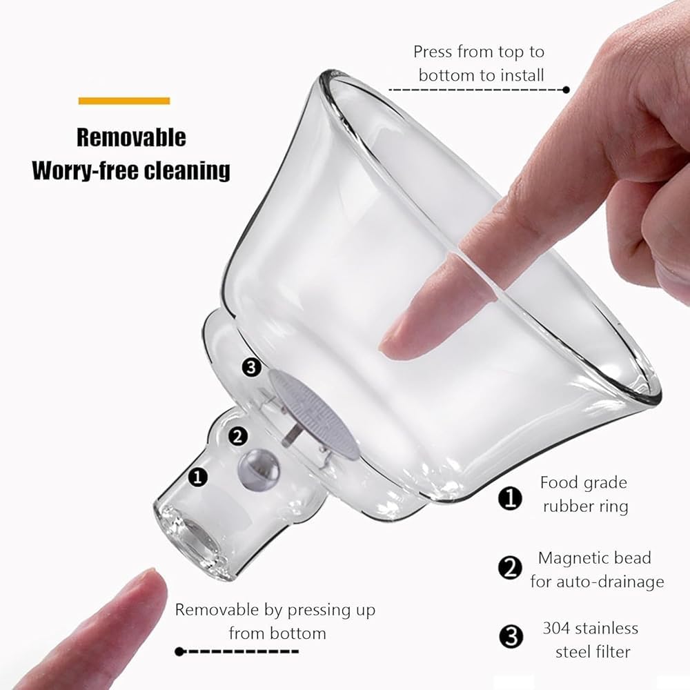 Magnetyczny szklany zestaw czajniczek z zaparzaczem – półautomatyczny zestaw do herbaty Kung Fu, idealny do parzenia herbaty liściastej, pojemność 400 ml