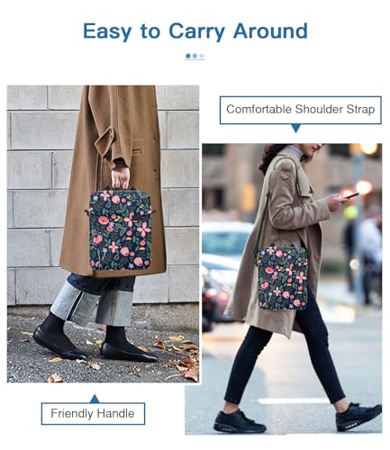 Image of MoKo 9-11 Inch Tablet Sleeve Bag Handle Carrying Case with Shoulder Strap Fits New 11-inch iPad Pro M5 /iPadAir M3, i-Pad 10th 10.9, iPad 9 /8 /7 10.2, i-Pad Air 5 /4th 10.9, Tab S8 /S9 11, Floral Indigo