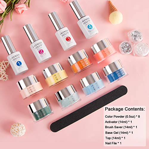 Lavender Violets Dip Pulver 13 Pcs 14g/Glas Dipping Powder System Nagel Starter Kit Acryl Puder Nail Farbe für Maniküre… – Bild 6