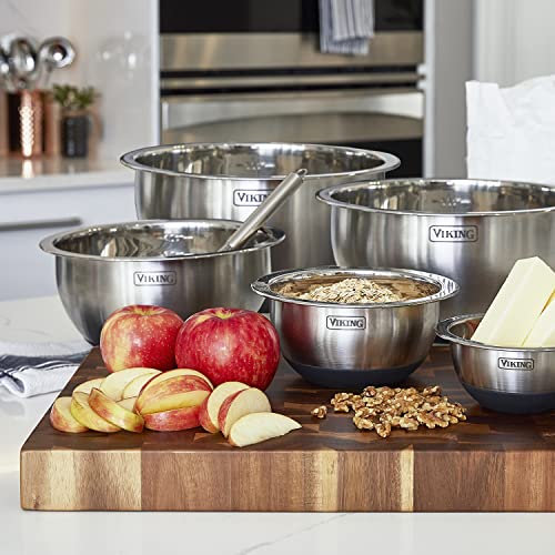 image for Viking Culinary Stainless Steel Mixing Bowl Set, 10 piece, Non-slip Si