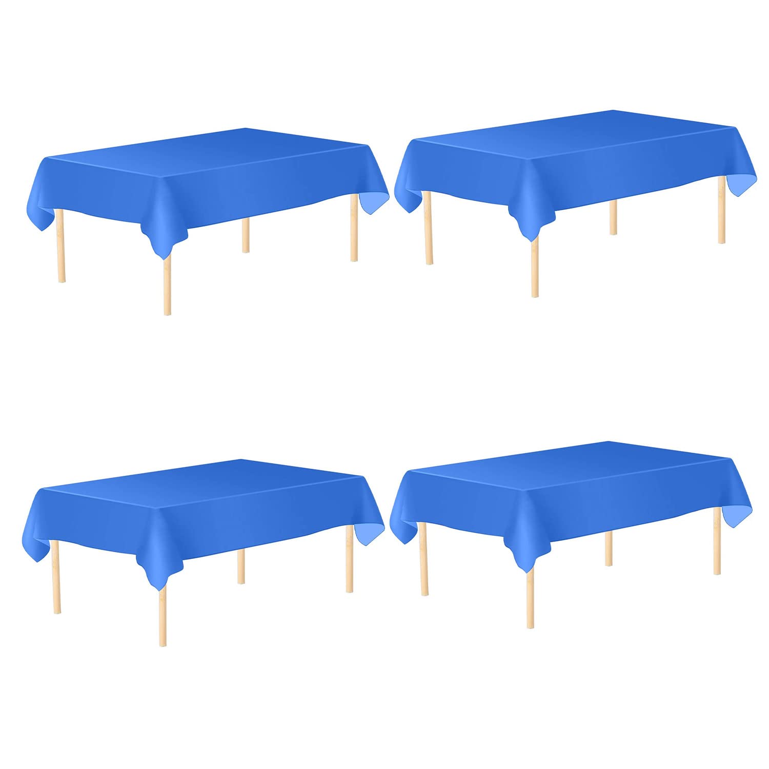 Trimming Shop 54" x 108" Disposable Plastic Table Cover - Waterproof Rectangular Table Liner, Spill-Proof, Wipe Clean Kitchen Table Protector, Royal Blue - Pack of 4 — image 1