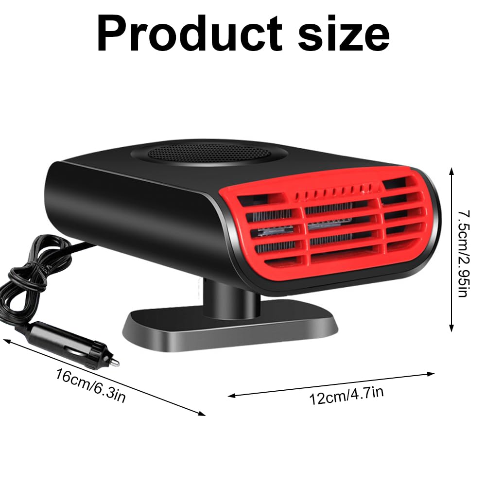 Riscaldatore per Auto 12V 150W, 2 in 1 Ventola di Riscaldamento per Parabrezza, Ventola di Raffreddamento, Sbrinatore Parabrezza Auto con Spina per Accendisigari per Auto, Camper, SUV