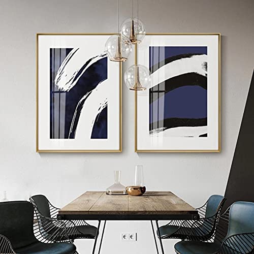 Tableau bleu abstrait nordique pour un salon moderne chic