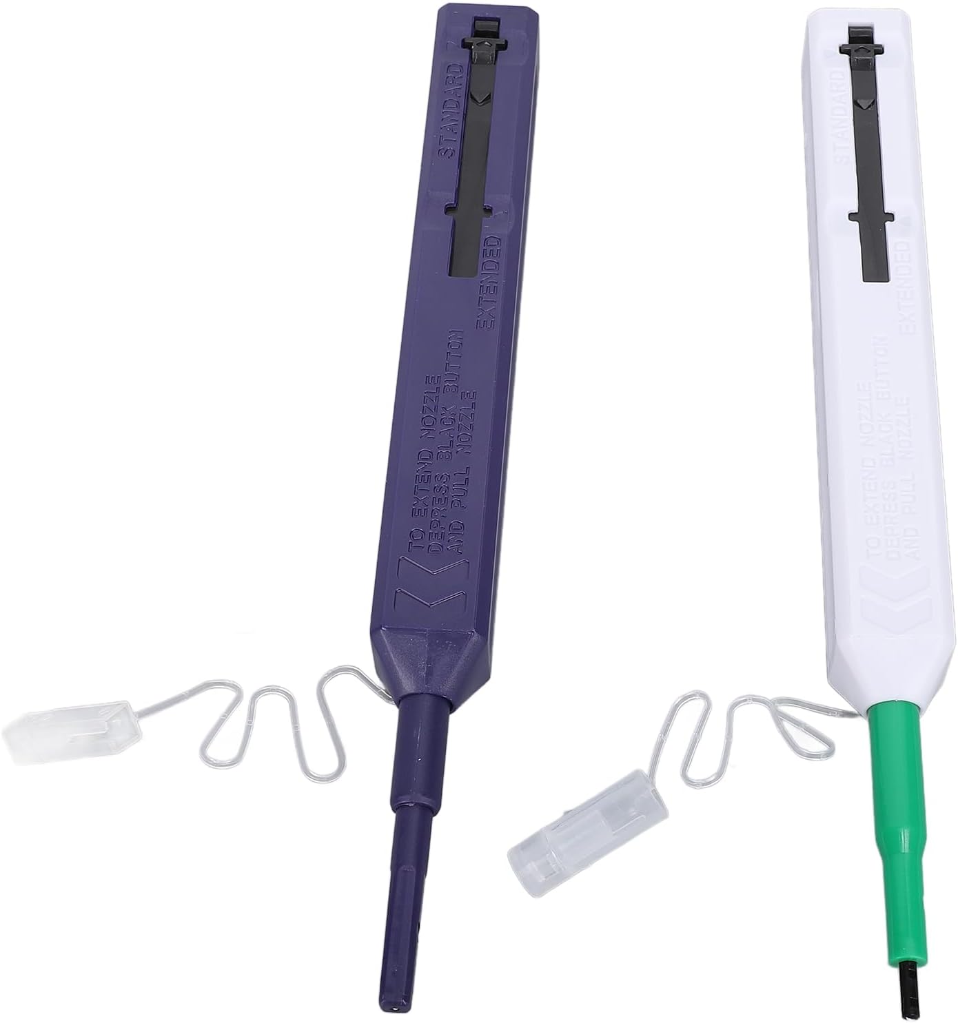 Fiber Optic Cleaning Pen Kit Efficient 180° Rotatable Press Type Optical Fiber Cleaner for LC MU SC FC ST Connectors - 2PCS Optic Cleaning Pen for Technicians