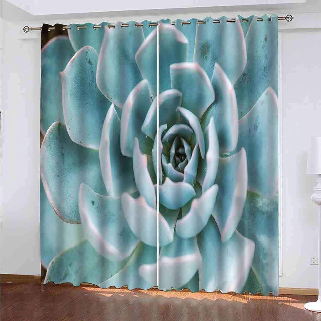 Rideaux succulentes vertes 140x160 cm occultants et thermiques