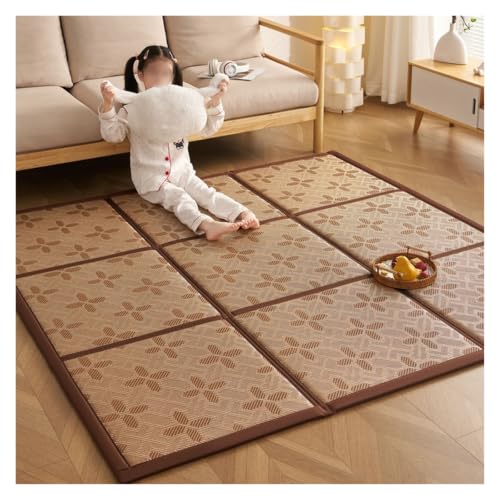 HMTBQT Tatami Japonesa Colchoneta de Suelo Tapete Estera Alfombra Gateo de Juegos(Light Brown,180x360cm)