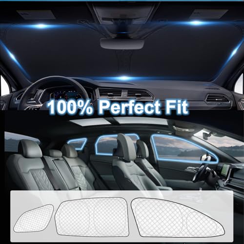 Image of KMF 8pcs Thicken Sun Shades for KIA Sportage 2023-2025 2026 Accessories, Custom Fit Full Car Window Covers for Windshield Side Rear, UV Block and Blackout Privacy for Camping Outdoor