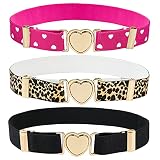 3 Pieces Elastic Belts Adjustable Stretch Heart Belt for Kids Girls Boys Teens Dresses Jeans 24 inch