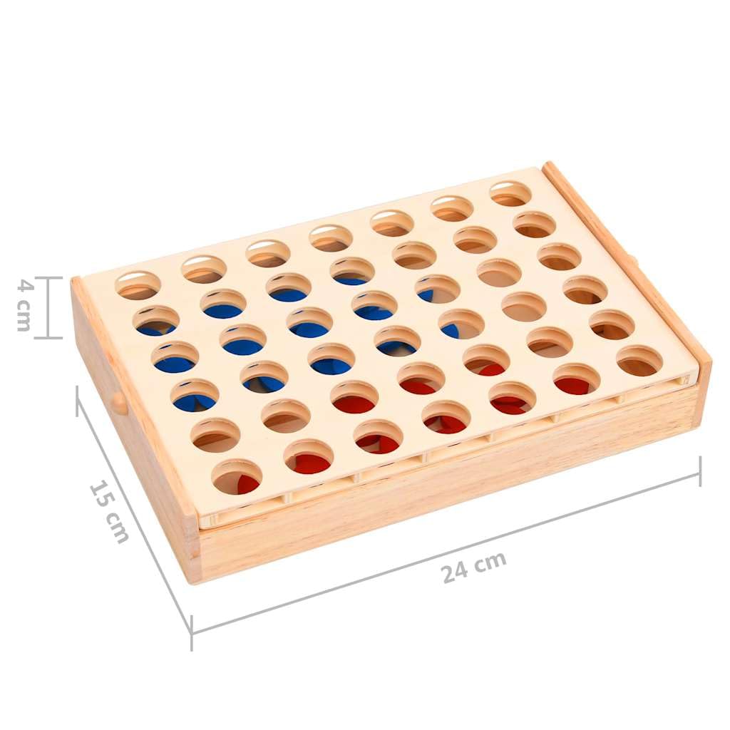Vier gewinnt Spiel aus Massivholz 24x15x4 cm mit 42 Chips, Strategiespiel für Kinder und Erwachsene, Familienspiel für Spieleabend, Reise und Partyspaß mit logischem Denkspiel