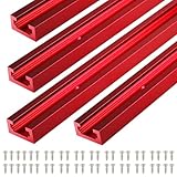 SeekLiny T Tracks for Woodworking,4Pcs Aluminum 48 inch Double Cut Profile Universal with Predrilled Mounting Holes and 48 Pcs Screws Red