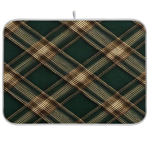 pnyoin Dish Drying Mat for Kitchen Counter,Luxury Check Vibe Absorbent Reversible Drying Mats Microfiber Kitchen Countertop Protector Dishes Drying Pad Extra Large 18"x24"
