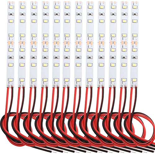 VISSQH 12PCS 6-Led Tren diseño Modelo 12V~18V HO ,modelismo ferroviario Luces HO,Modelo Tren Luces HO Autoadhesiva Precableado (15cm) Blanco Luz