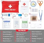 YouNuo First Aid Kit, 143 Pieces First Aid Emergency Kit, Waterproof Portable Compact Emergency Bag, Ideal for Home, Office, Car, Travel, Outdoor, Camping, Hiking, Boating (Red)