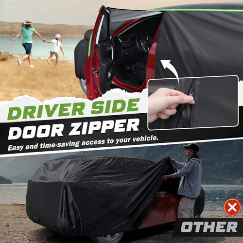 Image of Mixsuper Liner Car Cover for Ford Edge 2007-2026, 7 Layers Full Car Cover All Weather Car Covers for Ford Edge, Waterproof Outdoor Cover with Zipper Door Reflective Strips
