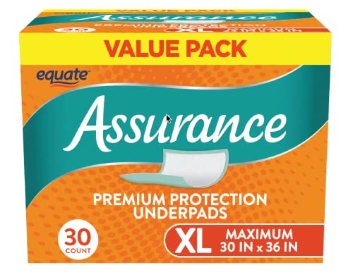 Goodscious Equate Assurance Unisex Premium Quilted Underpad - Incontinence Pads Absorbent Protective Bed Covers for Kids Adults Elderly Maximum Absorbency XL 30 Count White