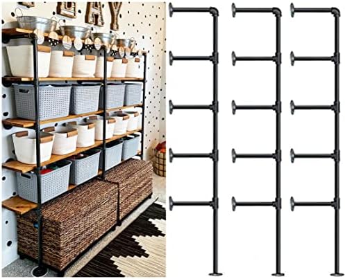 FOF FRIEND OF FAMILY Industrial Retro Wall Mount Iron Pipe Shelf,DIY Open Bookshelf,Hung Bracket,Home Improvement Kitchen Shelves,Tool Utility Shelves, Office Shelves,Ceiling Mount Shelf Shelves