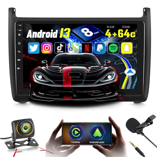 Modelli Applicabili: Adatto per VW Volkswagen Polo 2008 2009 2010 2011 2012 2013 2014 2015 2016 2017 2018 2019 2020. Autoradio da 9 pollici con l'ultimo sistema operativo Android 13 e sistema 8 Core, 4 GB di RAM ti danno un'esperienza più fluida e 64 GB ROM ti permette di scaricare e memorizzare più dei tuoi contenuti preferiti