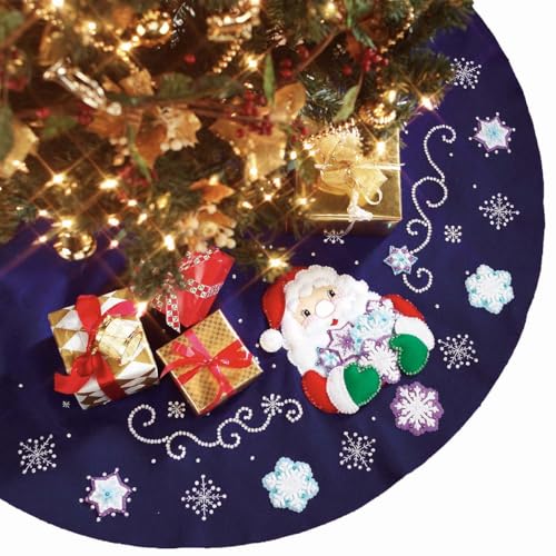 Image of Design Works Crafts Snowflake Santa Felt Tree Skirt Kit